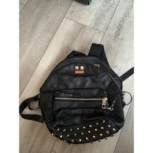 Sprayground Black studded leather backpack with gold accents